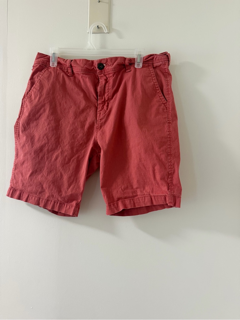 Men's Flat Front Cotton Shorts in Coral Red